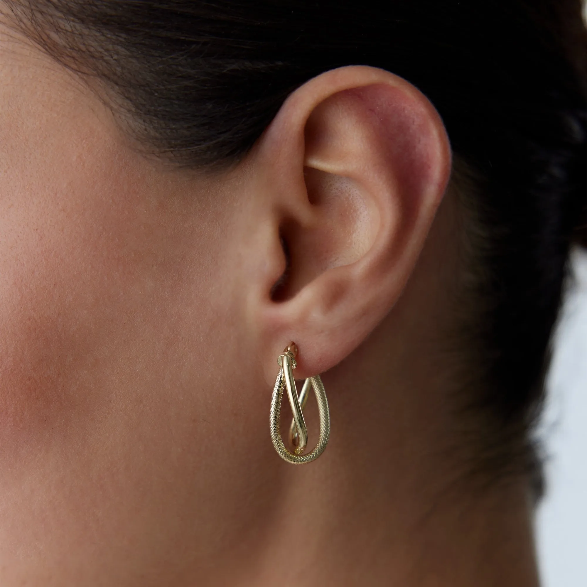 14k Gold Hoop Earrings Spiral Cage Earrings