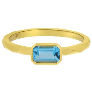 14k Gold Octagon Geometric Shank Solitaire Rings (0.20.ct.tw)