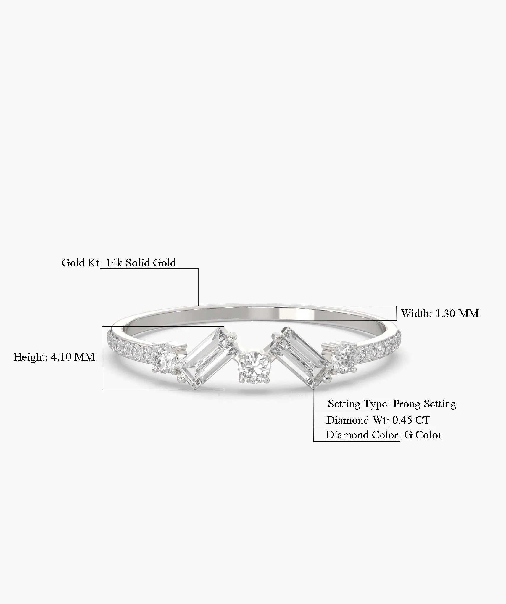 14K Gold Sleek Baguette Diamond Ring