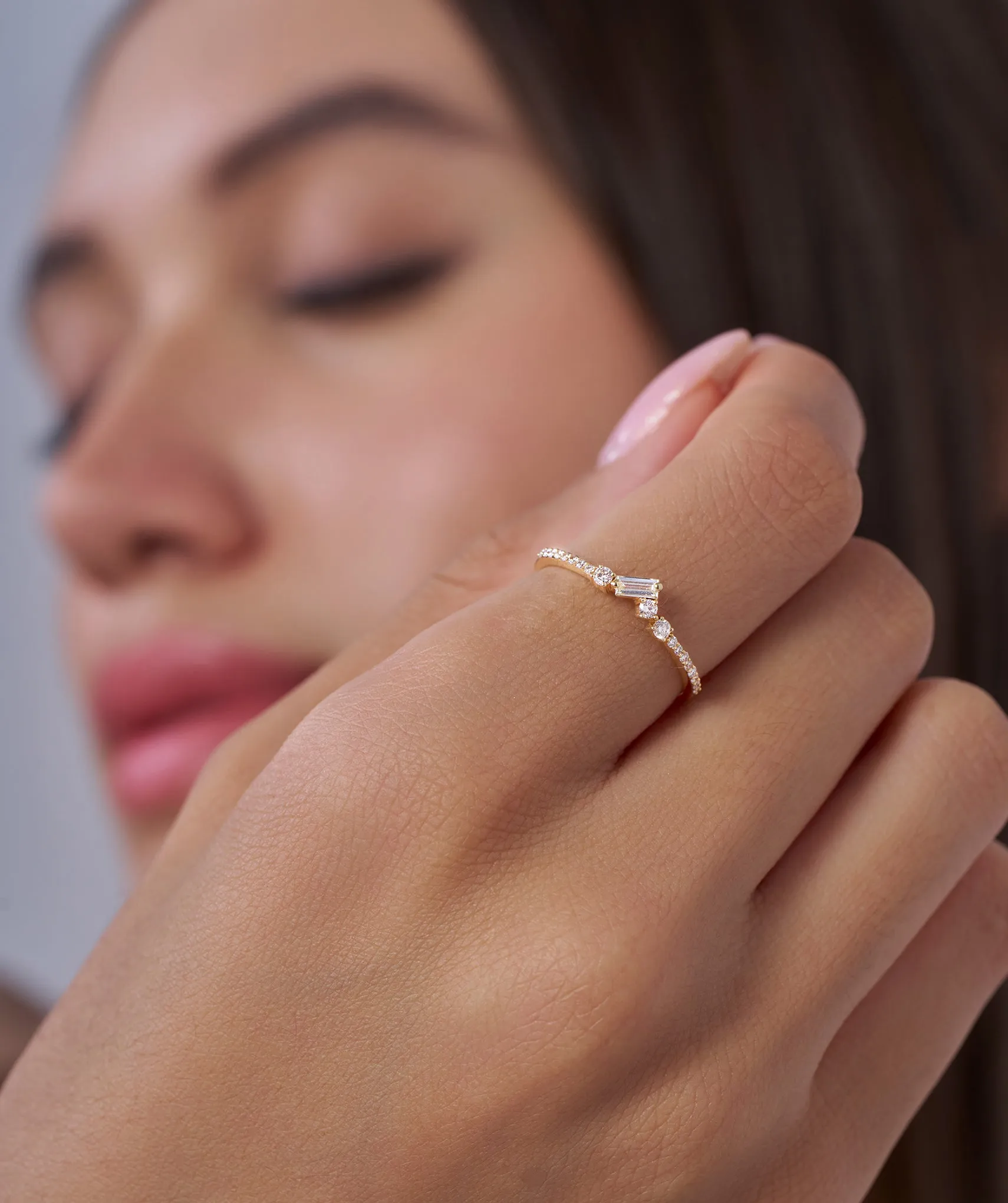 14K Gold Sleek Baguette Diamond Ring
