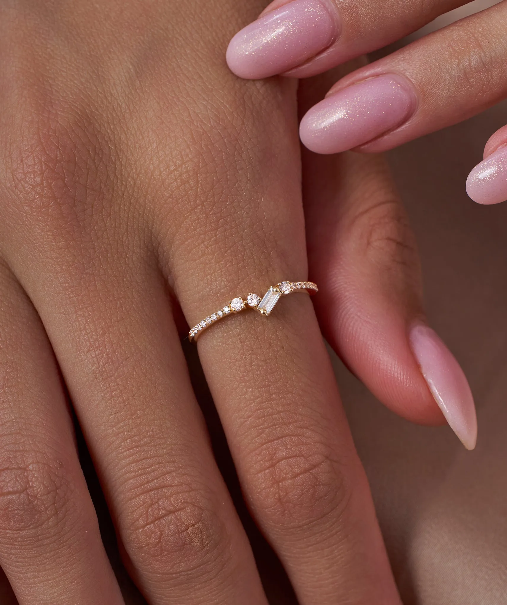 14K Gold Sleek Baguette Diamond Ring