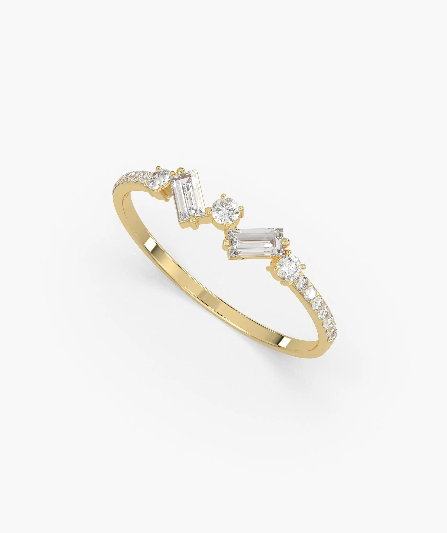 14K Gold Sleek Baguette Diamond Ring