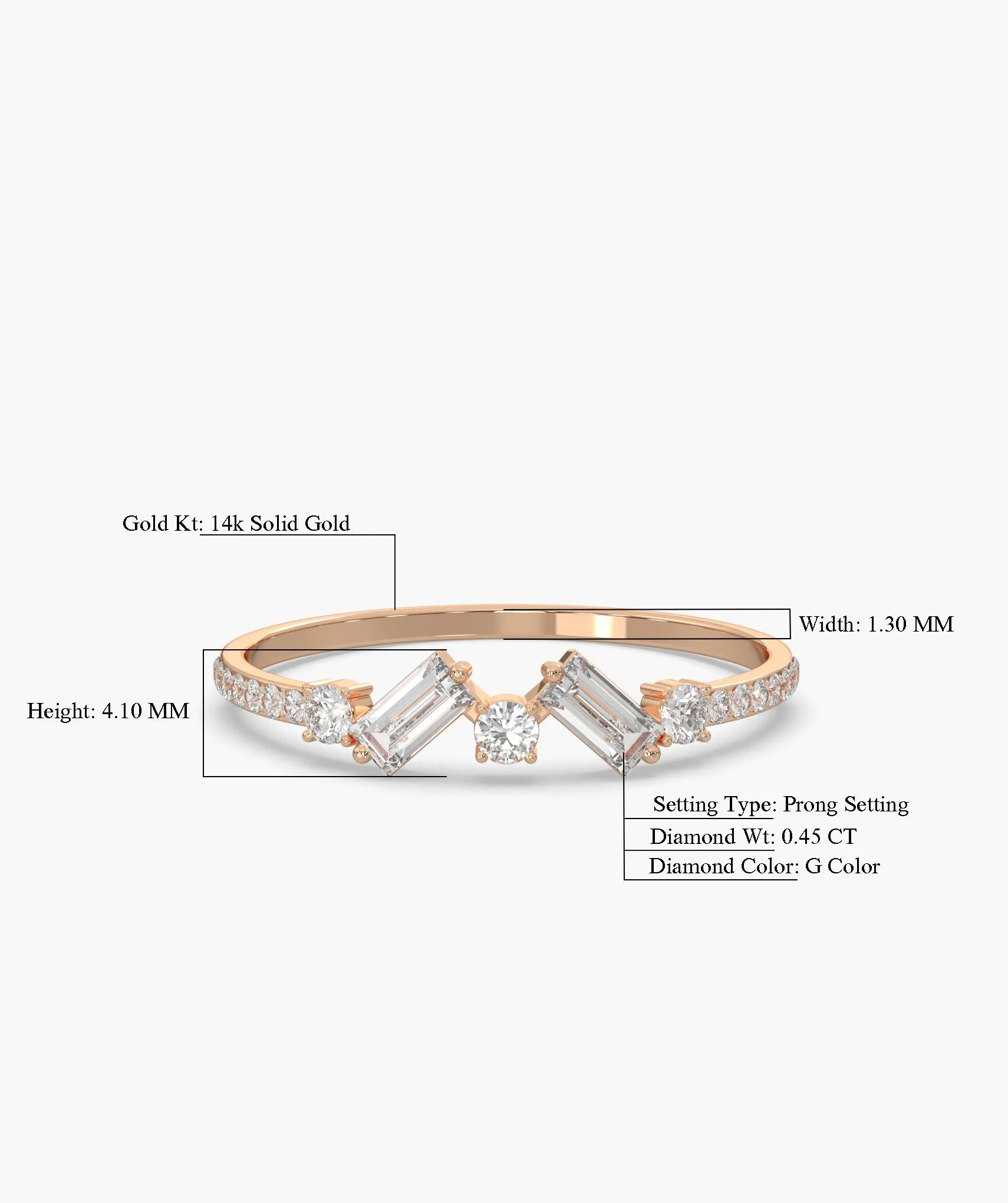 14K Gold Sleek Baguette Diamond Ring