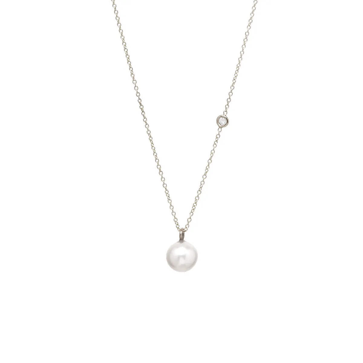 14k large pearl and diamond necklace