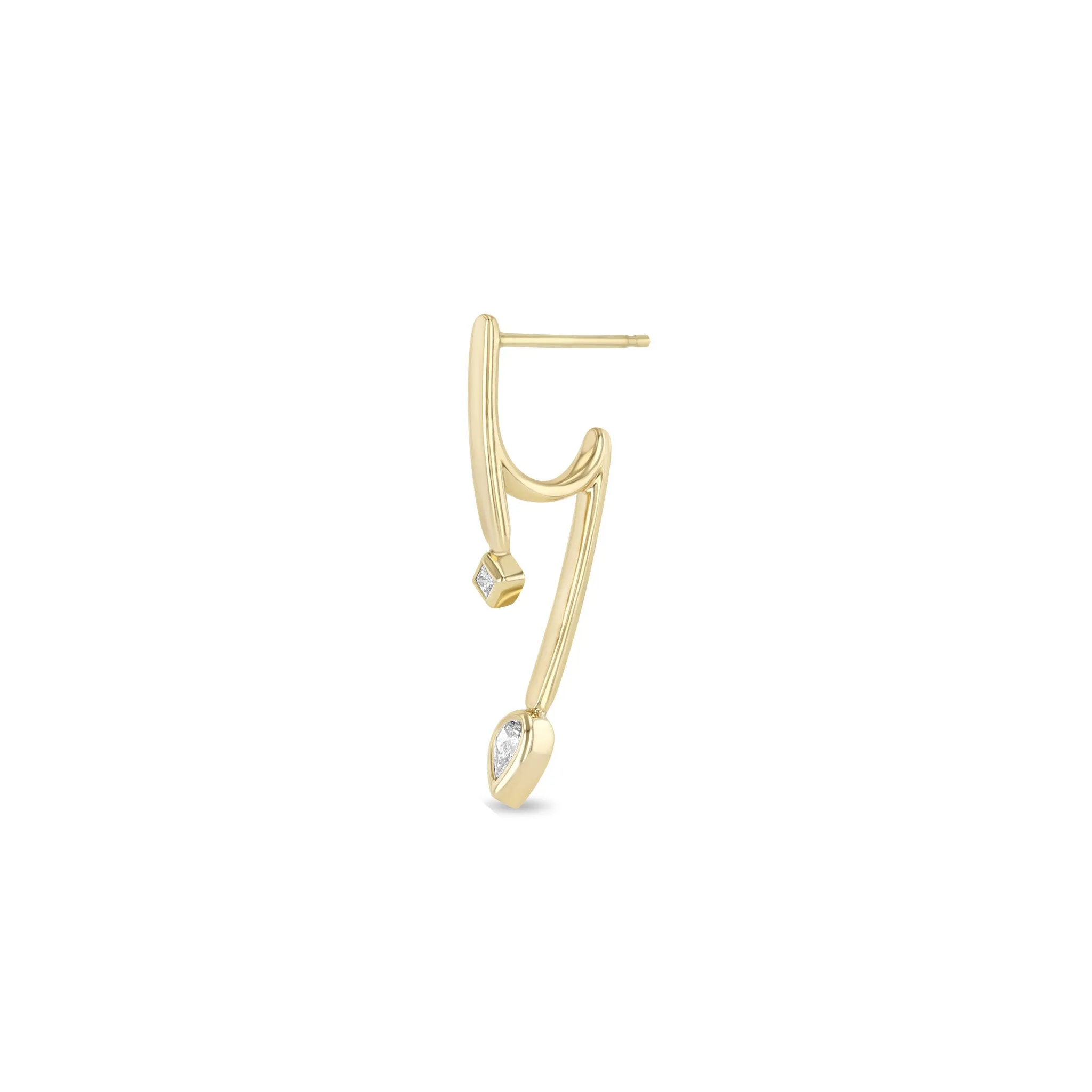14k Princess & Pear Diamond Talon Earrings