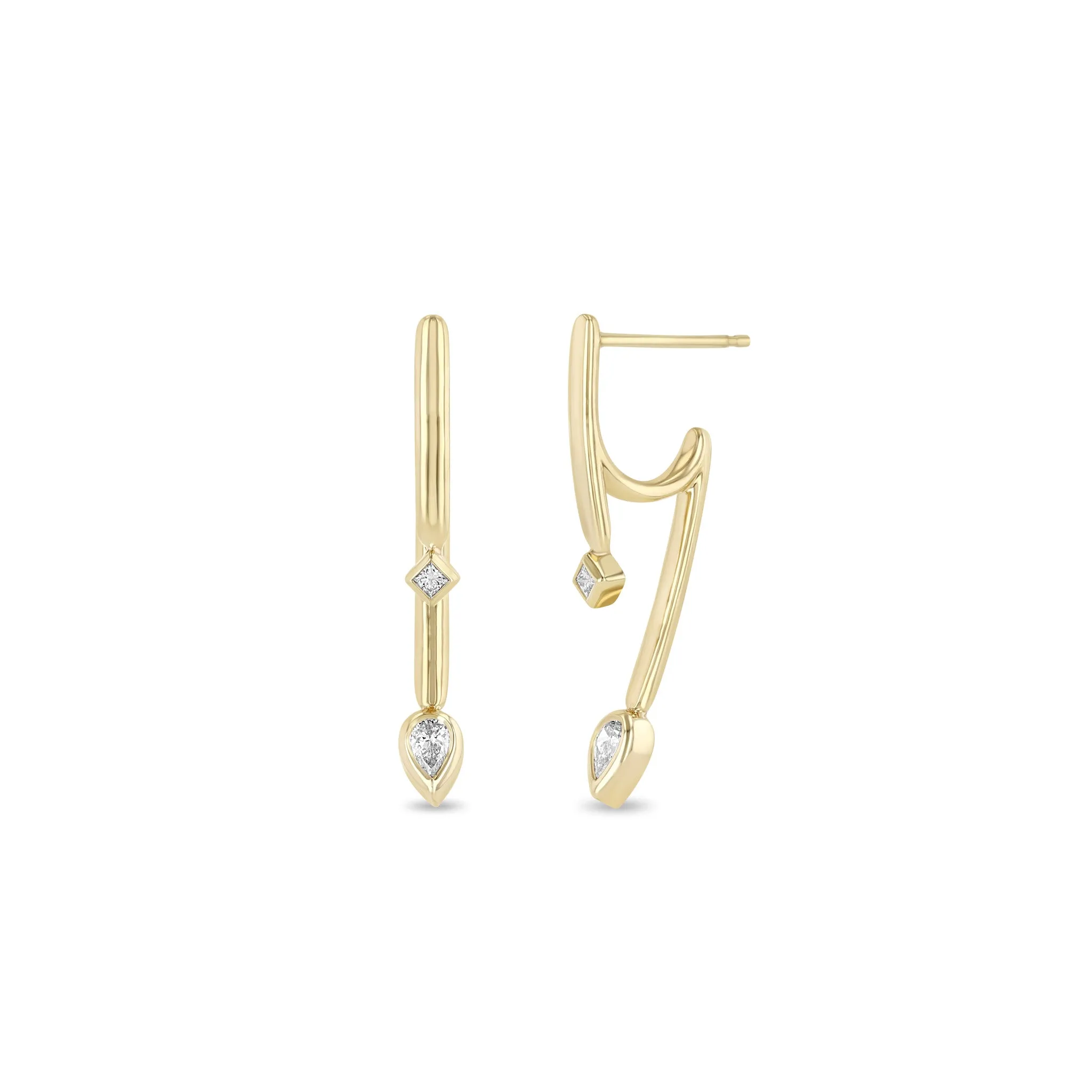 14k Princess & Pear Diamond Talon Earrings