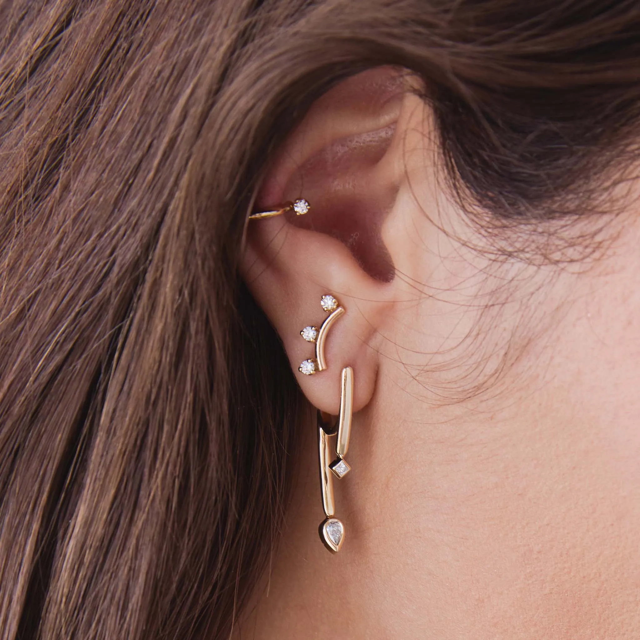 14k Princess & Pear Diamond Talon Earrings