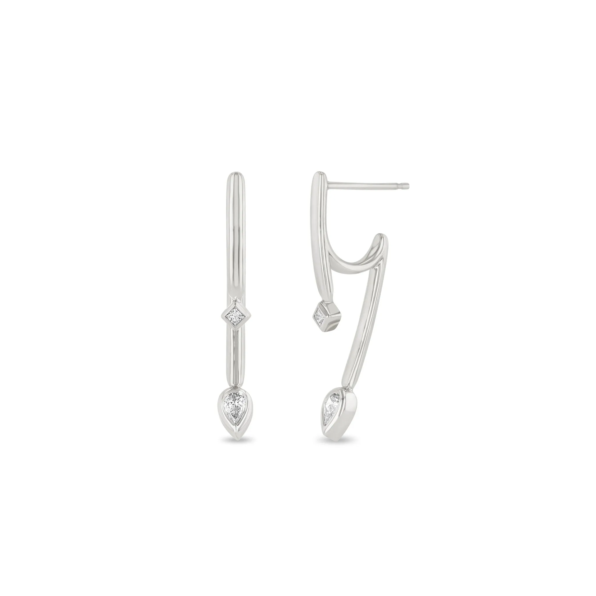 14k Princess & Pear Diamond Talon Earrings