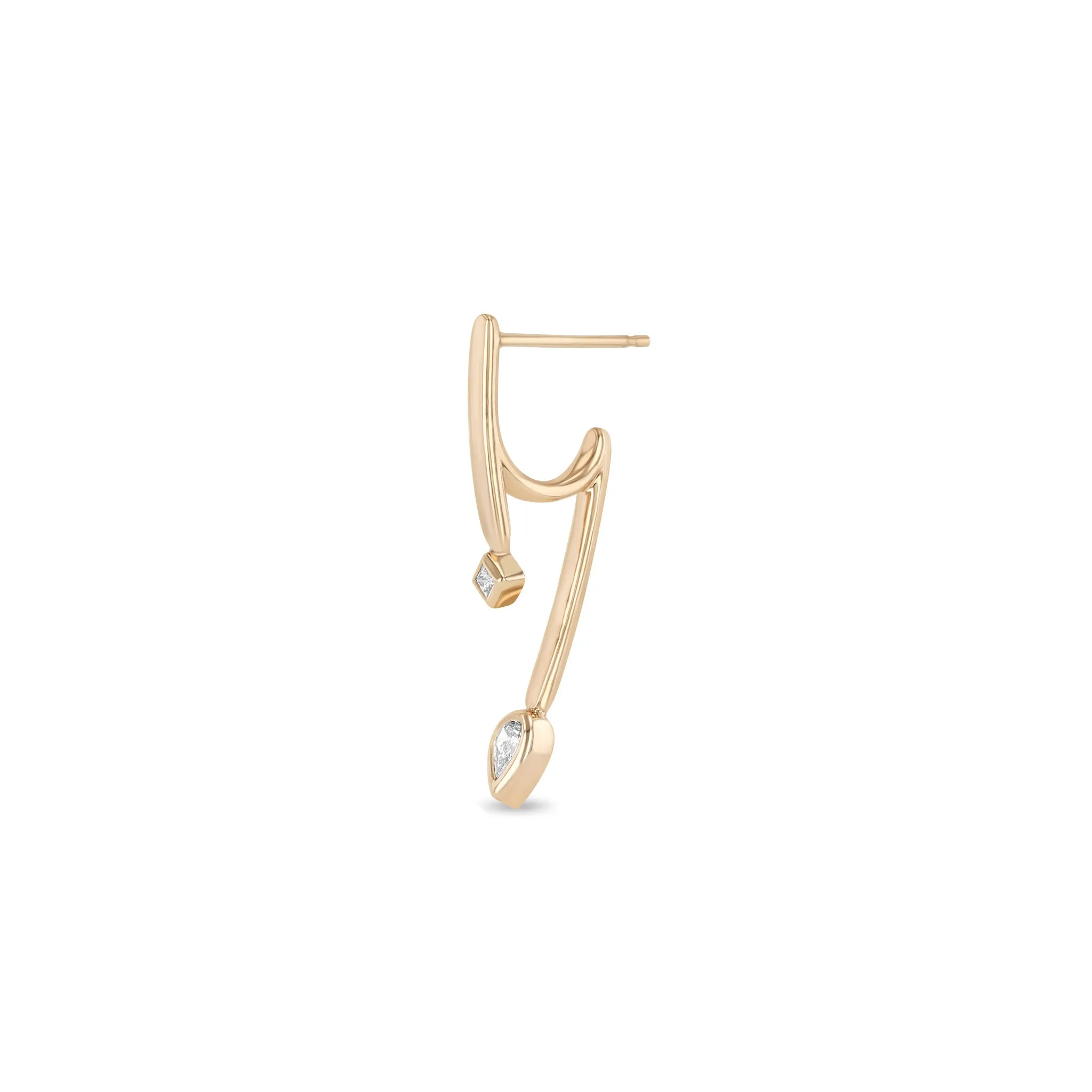 14k Princess & Pear Diamond Talon Earrings