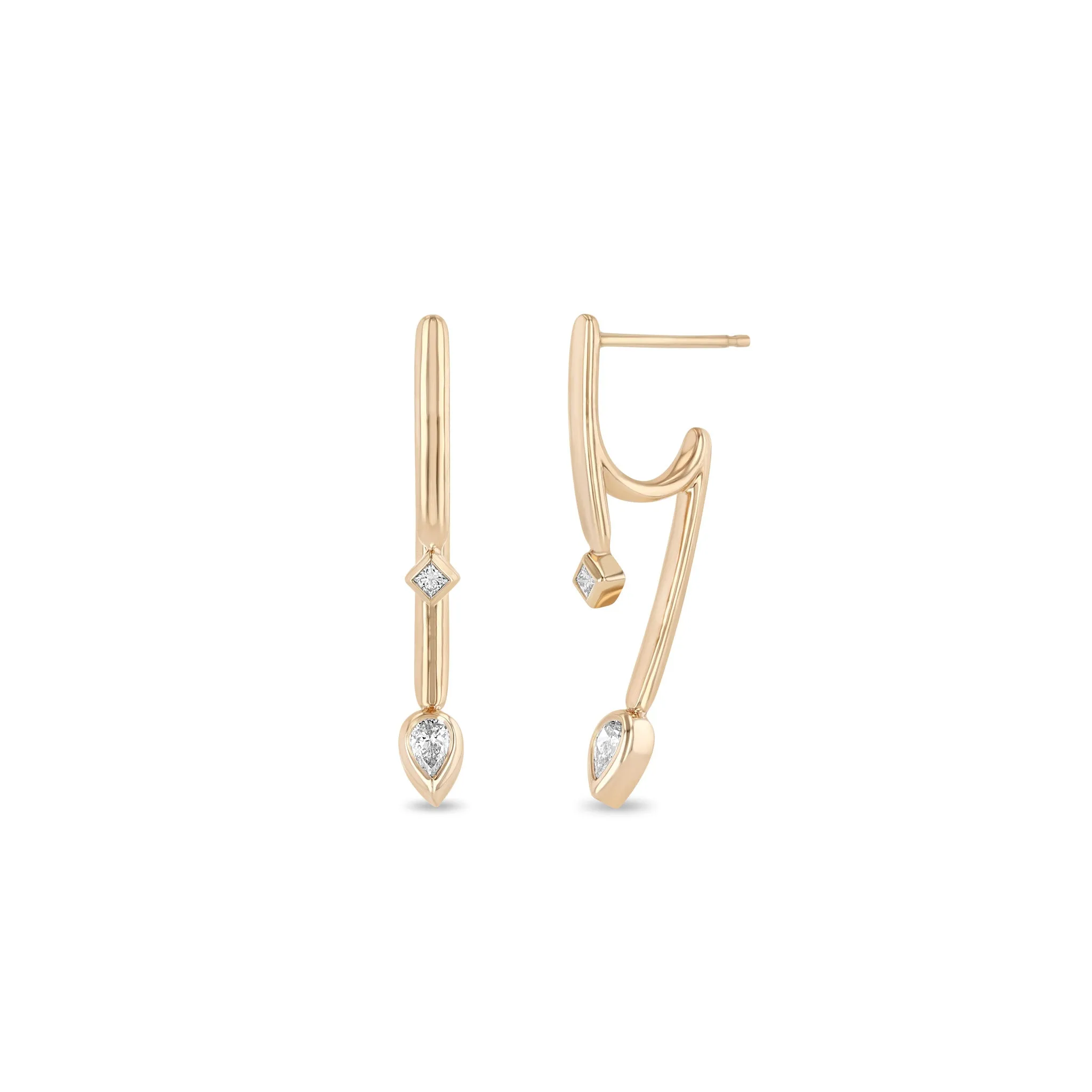 14k Princess & Pear Diamond Talon Earrings