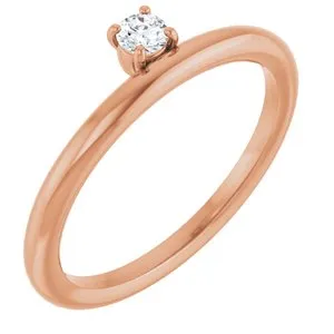 14K Rose 1/10 CT Natural Diamond Stackable Ring