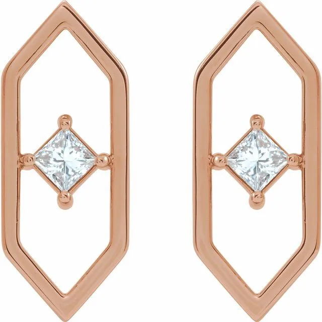 14K Rose 1/3 CTW Diamond Geometric Earrings