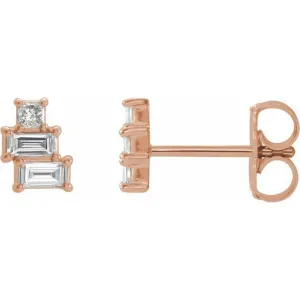 14K Rose 1/4 CTW Diamond Geometric Cluster Earrings