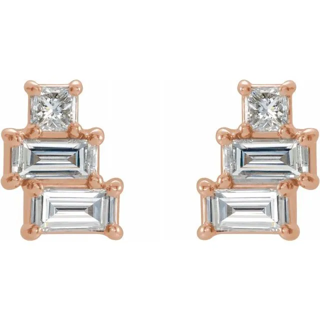 14K Rose 1/4 CTW Diamond Geometric Cluster Earrings
