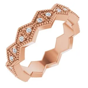 14K Rose 1/5 CTW Diamond Geometric Eternity Band Size 7