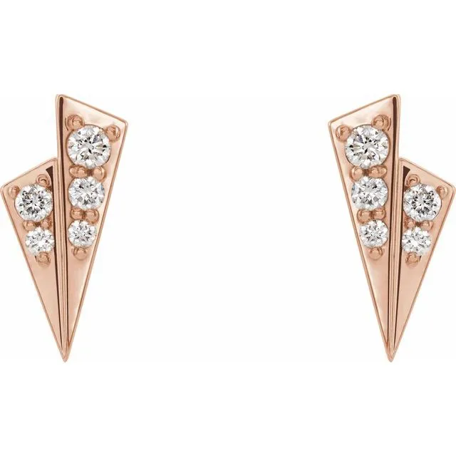 14K Rose 1/6 CTW Diamond Geometric Earrings