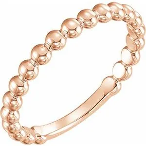 14K Rose 2.5 mm Stackable Bead Ring