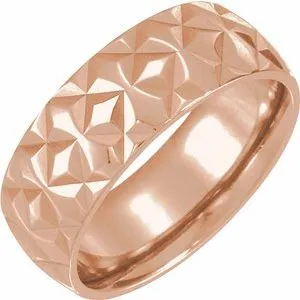 14K Rose 7 mm Geometric Band Size 12