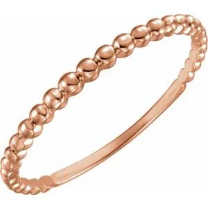 14K Rose Beaded Stackable Ring Size 7