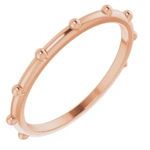 14K Rose Beaded Station Ring