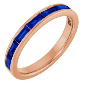 14K Rose Lab-Grown Blue Sapphire Stackable Ring