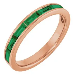 14K Rose Lab-Grown Emerald Stackable Ring