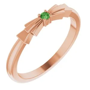 14K Rose Natural Green Tourmaline Stackable Ring