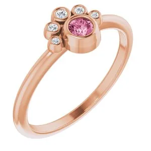 14K Rose Pink Tourmaline & .04 CTW Diamond Ring