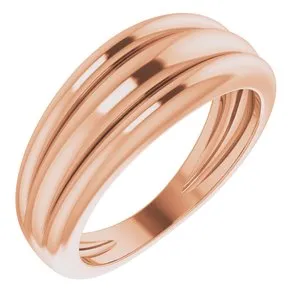 14K Rose Triple Dome Ring