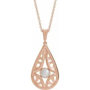 14K Rose Vintage-Inspired Freshwater Cultured Pearl 16-18" Necklace