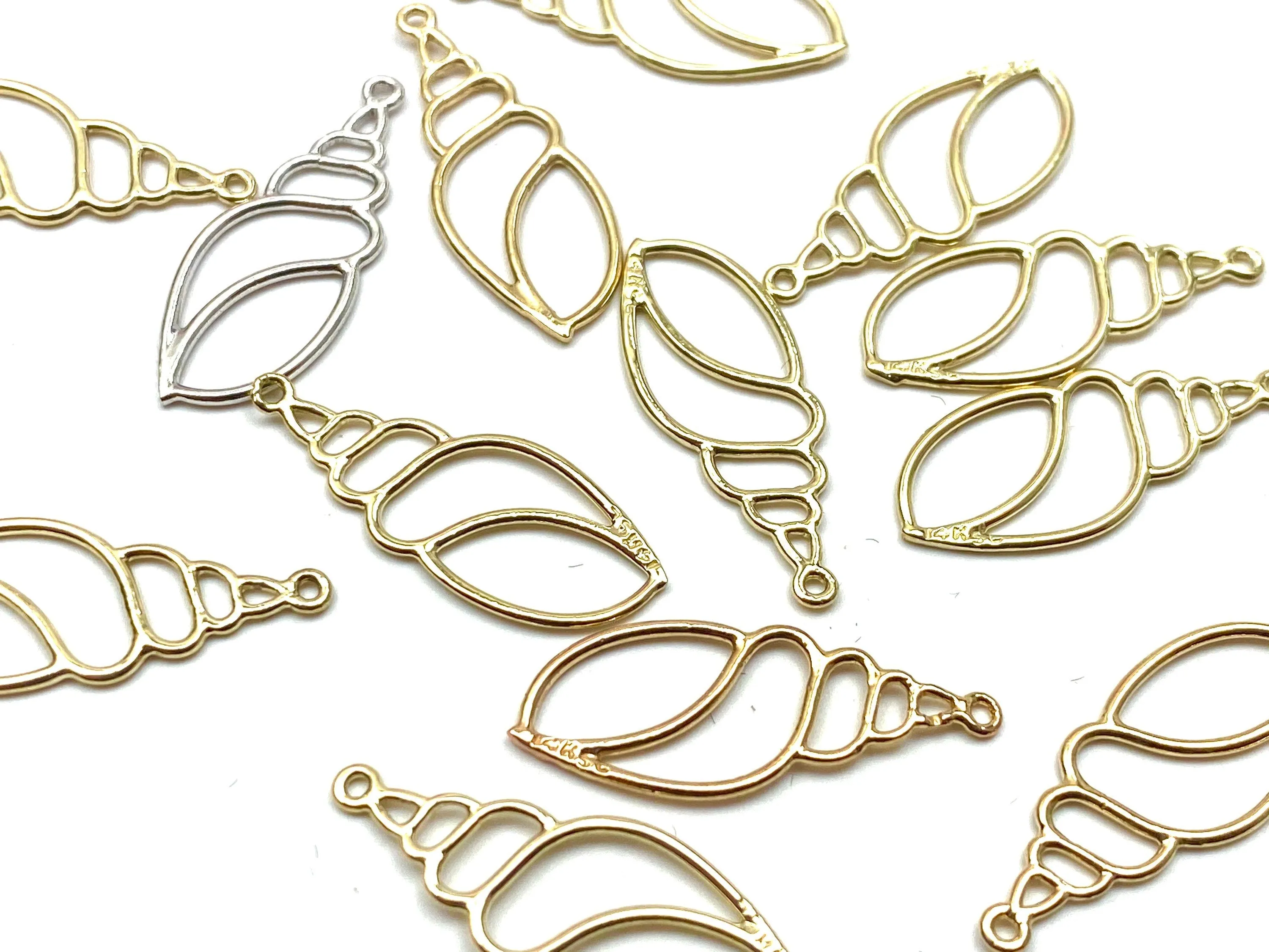 14K sea shell charm, Rose gold, Gold, white gold, SKU#L-104