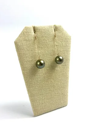 14K Solid Gold Dangle Tahitian Pearl Earrings