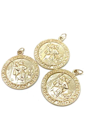 14K solid gold Saint Christopher charm, SKU#1734C