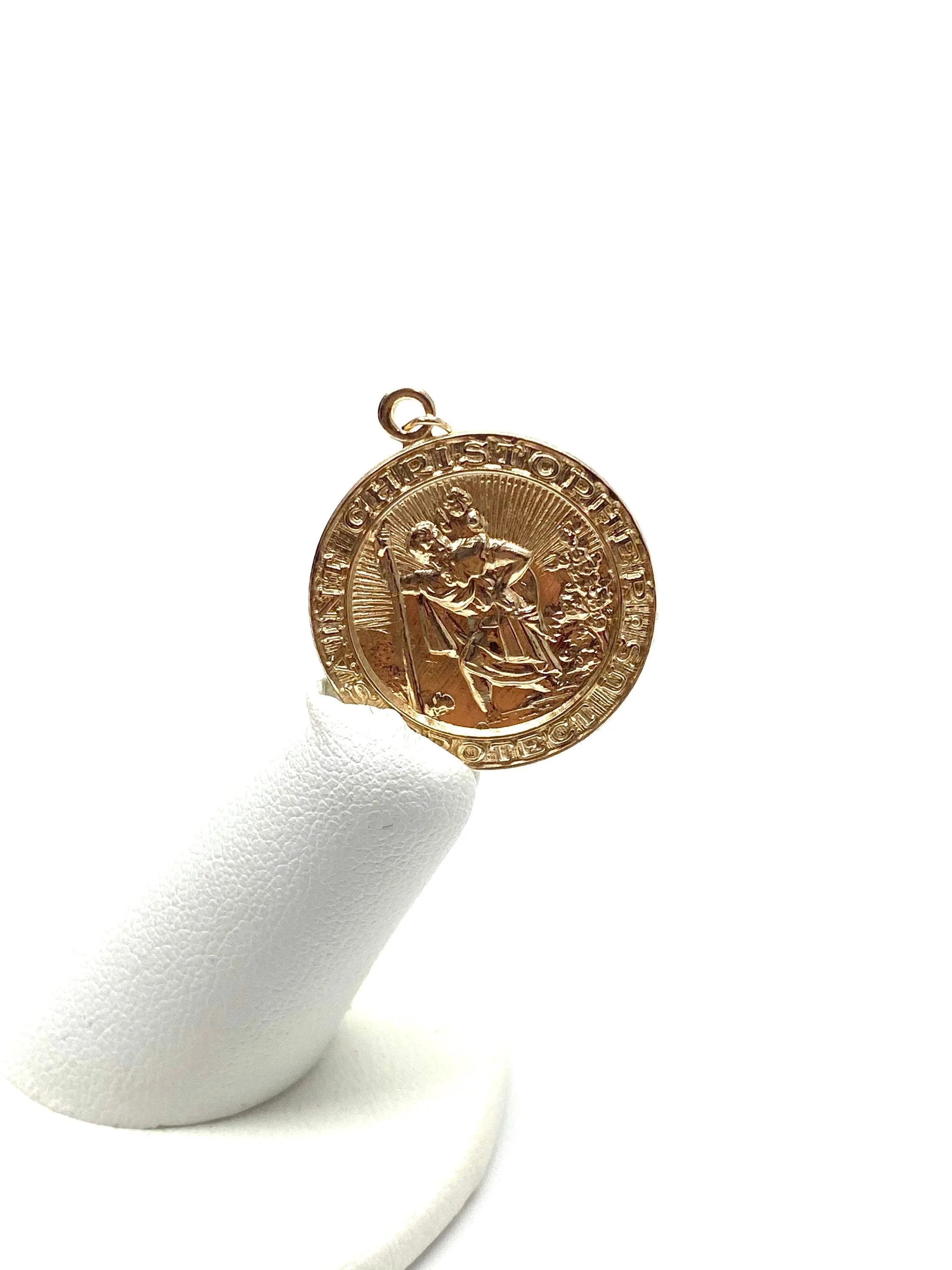 14K solid gold Saint Christopher charm, SKU#1734C