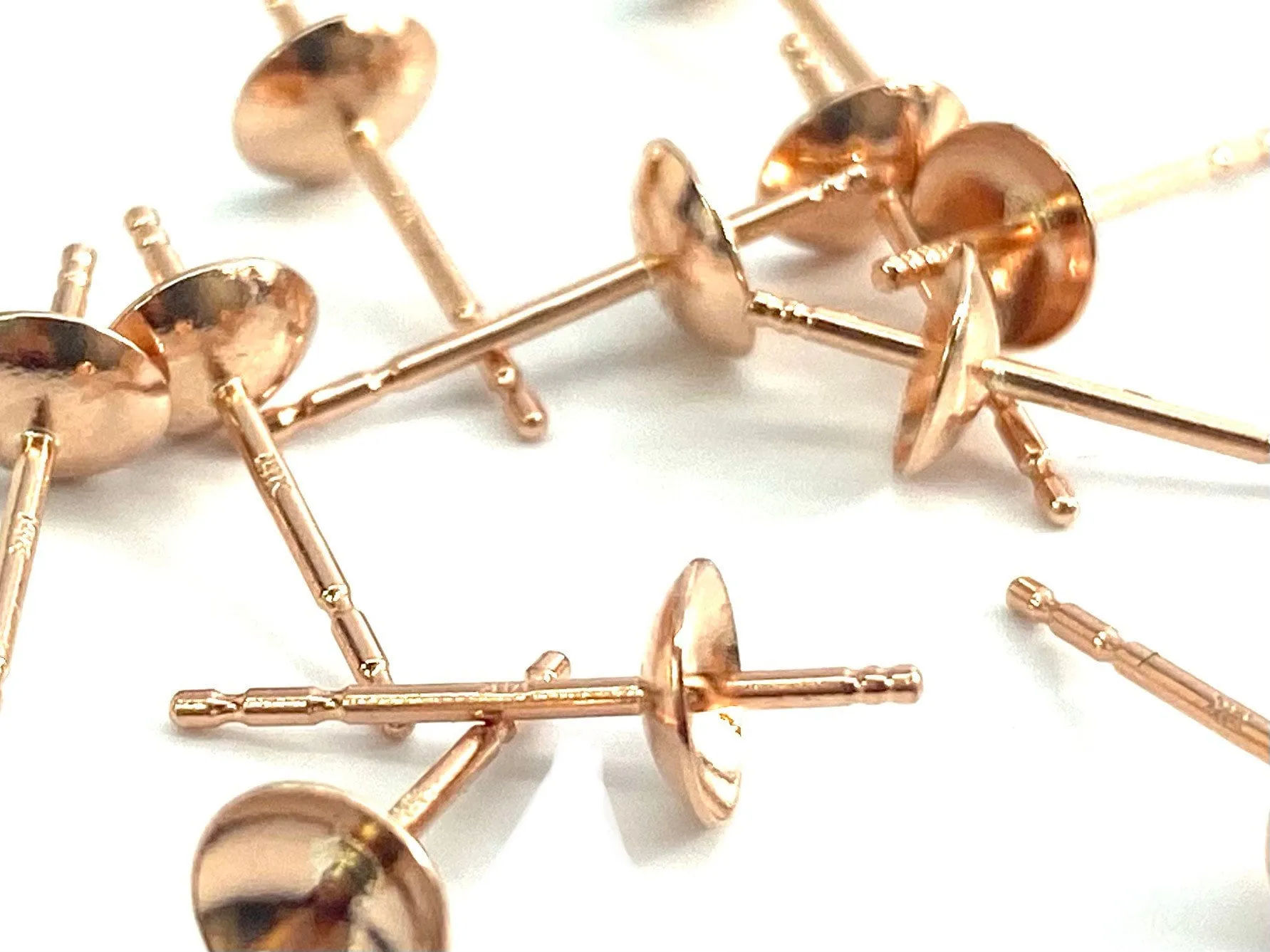 14K Solid Pink Gold Earring Post 5mm