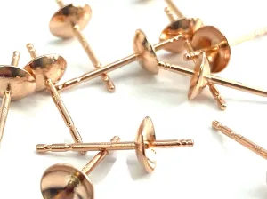 14K Solid Pink Gold Earring Post 5mm