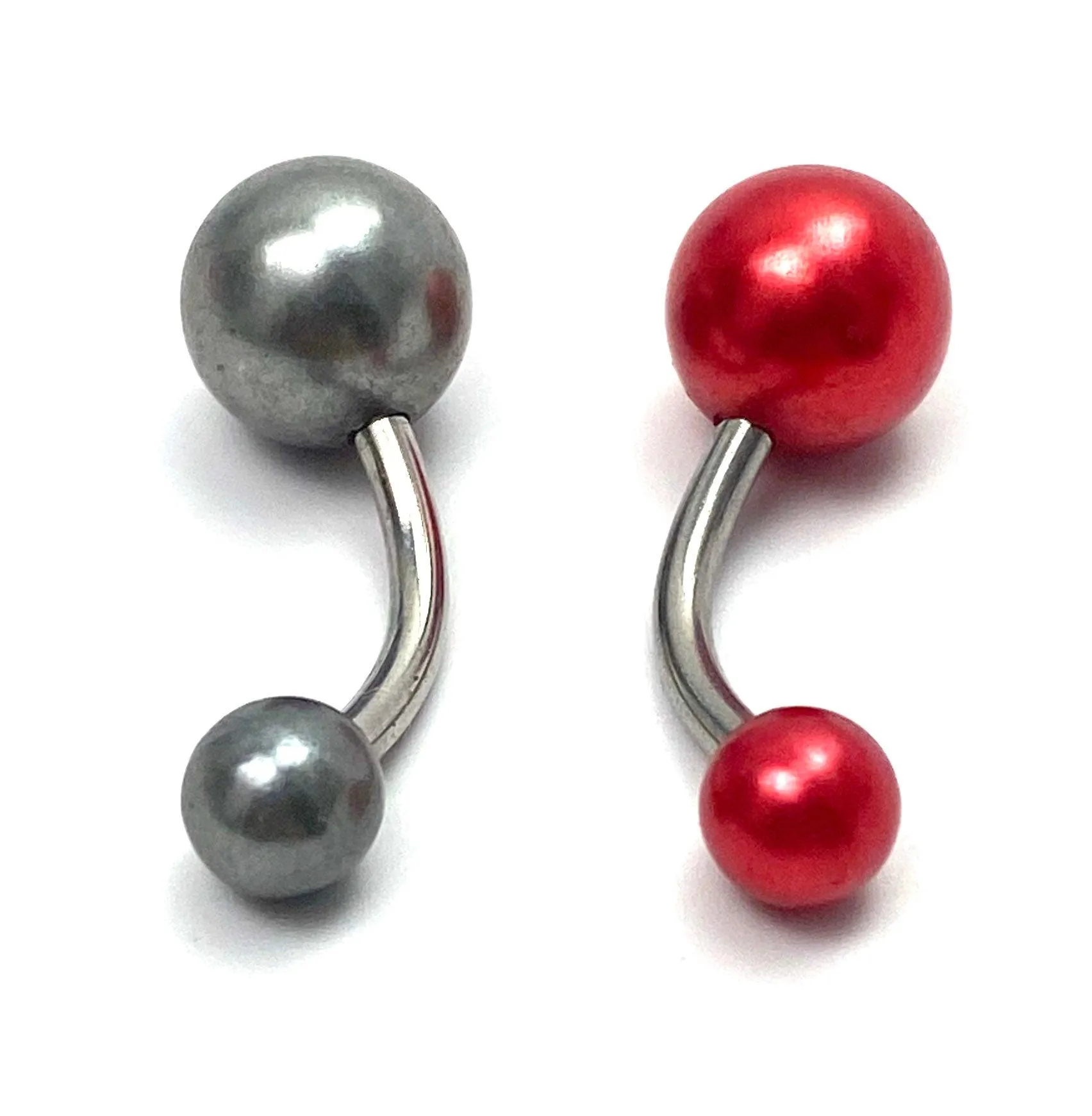 14K stainless steel curve bar, Matt finish acrylic ball belly ring, SKU# NBR073