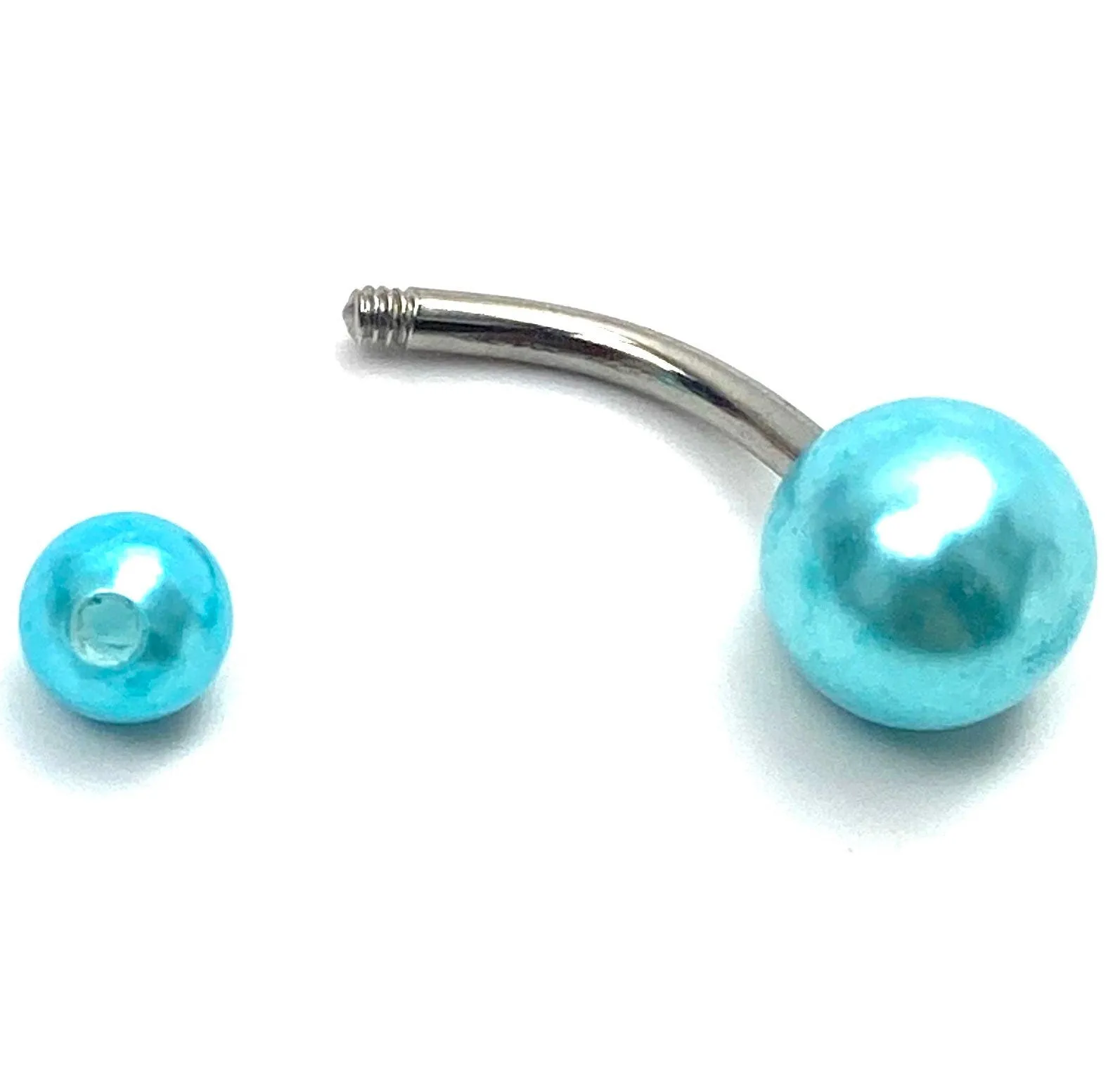 14K stainless steel curve bar, Matt finish acrylic ball belly ring, SKU# NBR073