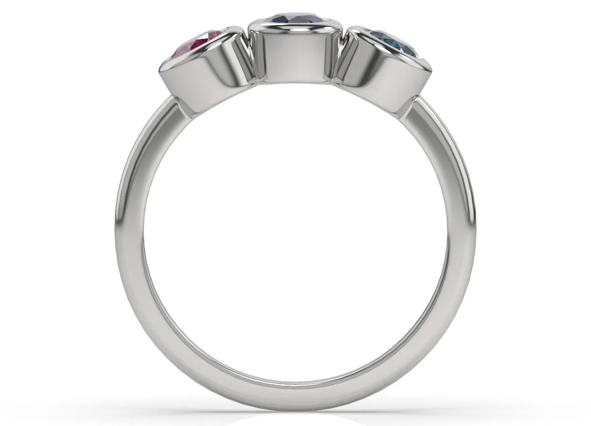 14K Three Bezel Ring