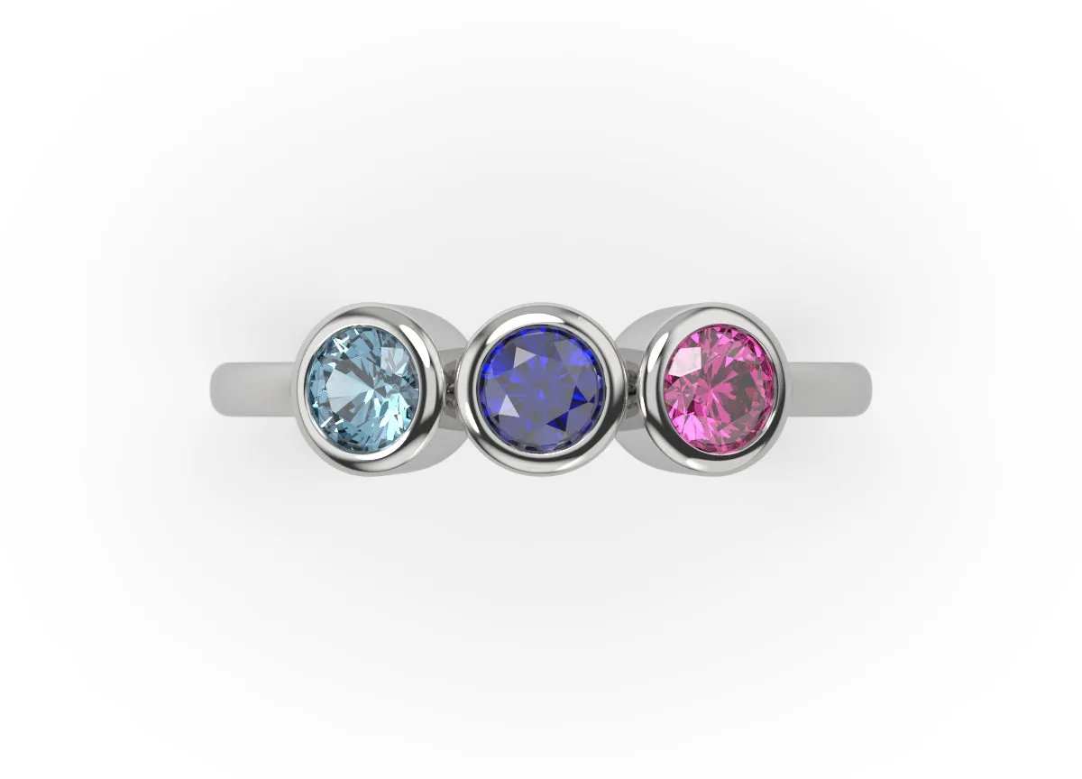 14K Three Bezel Ring