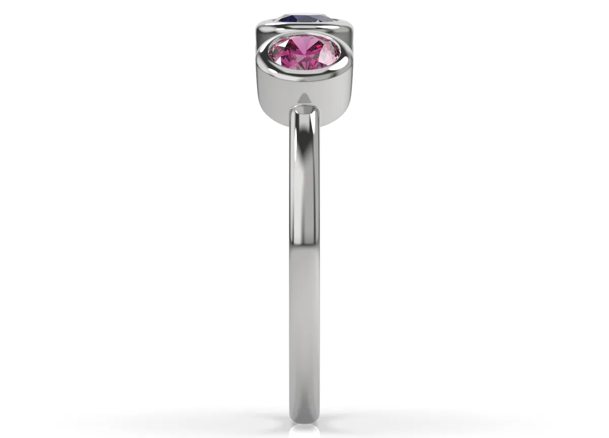 14K Three Bezel Ring