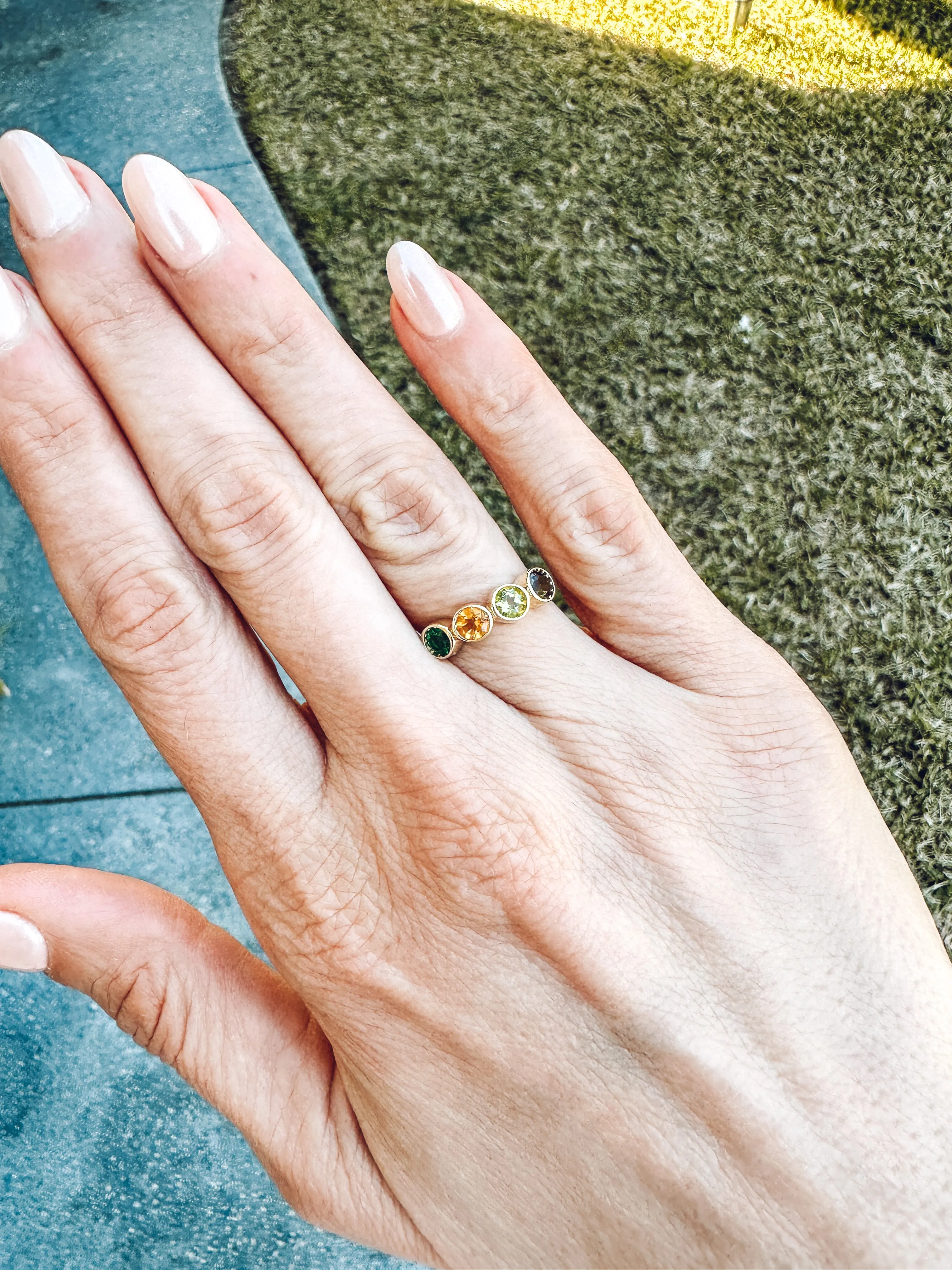 14K Three Bezel Ring