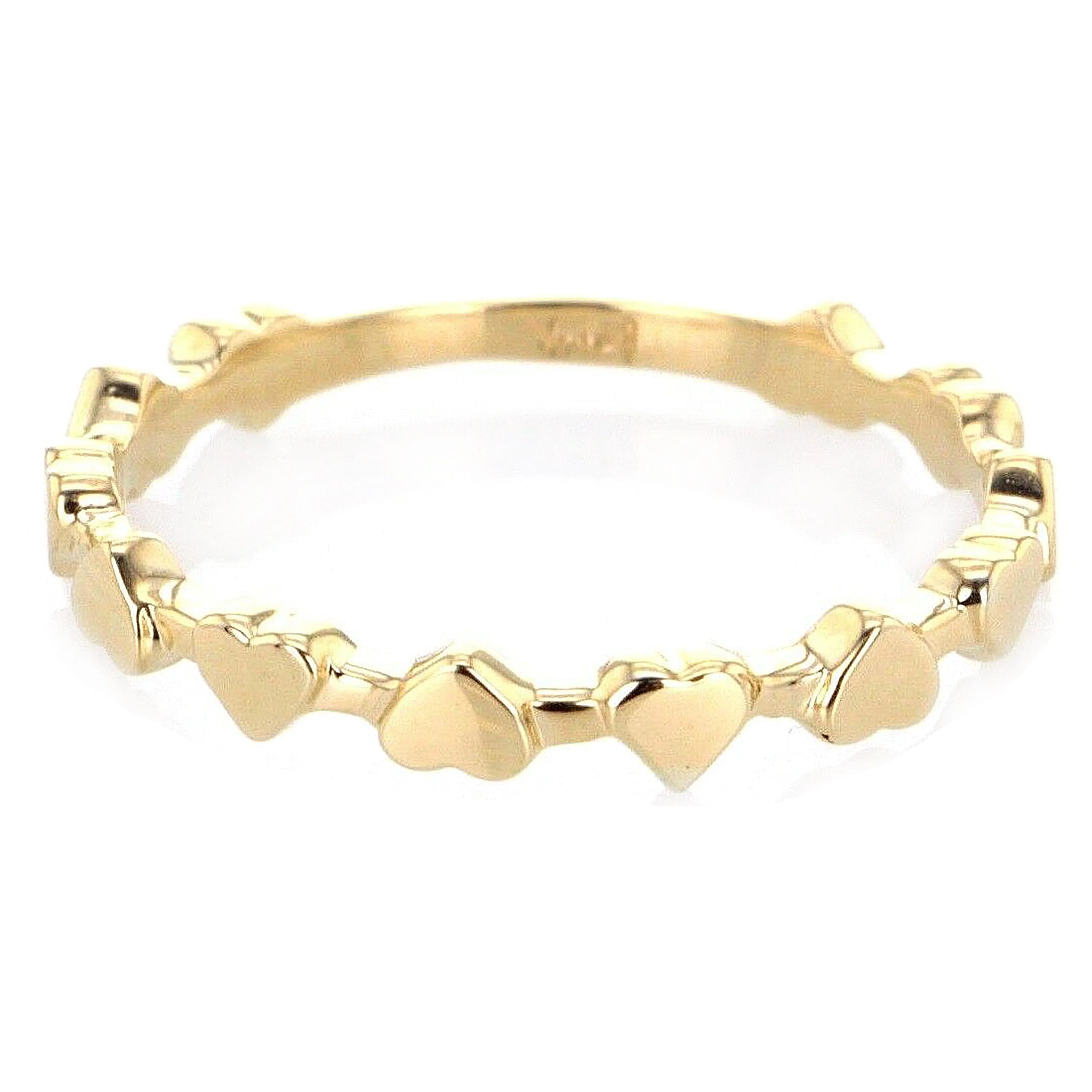 14k Tri Color Gold 3 Piece Stackable Heart Ring Sizes 5-10