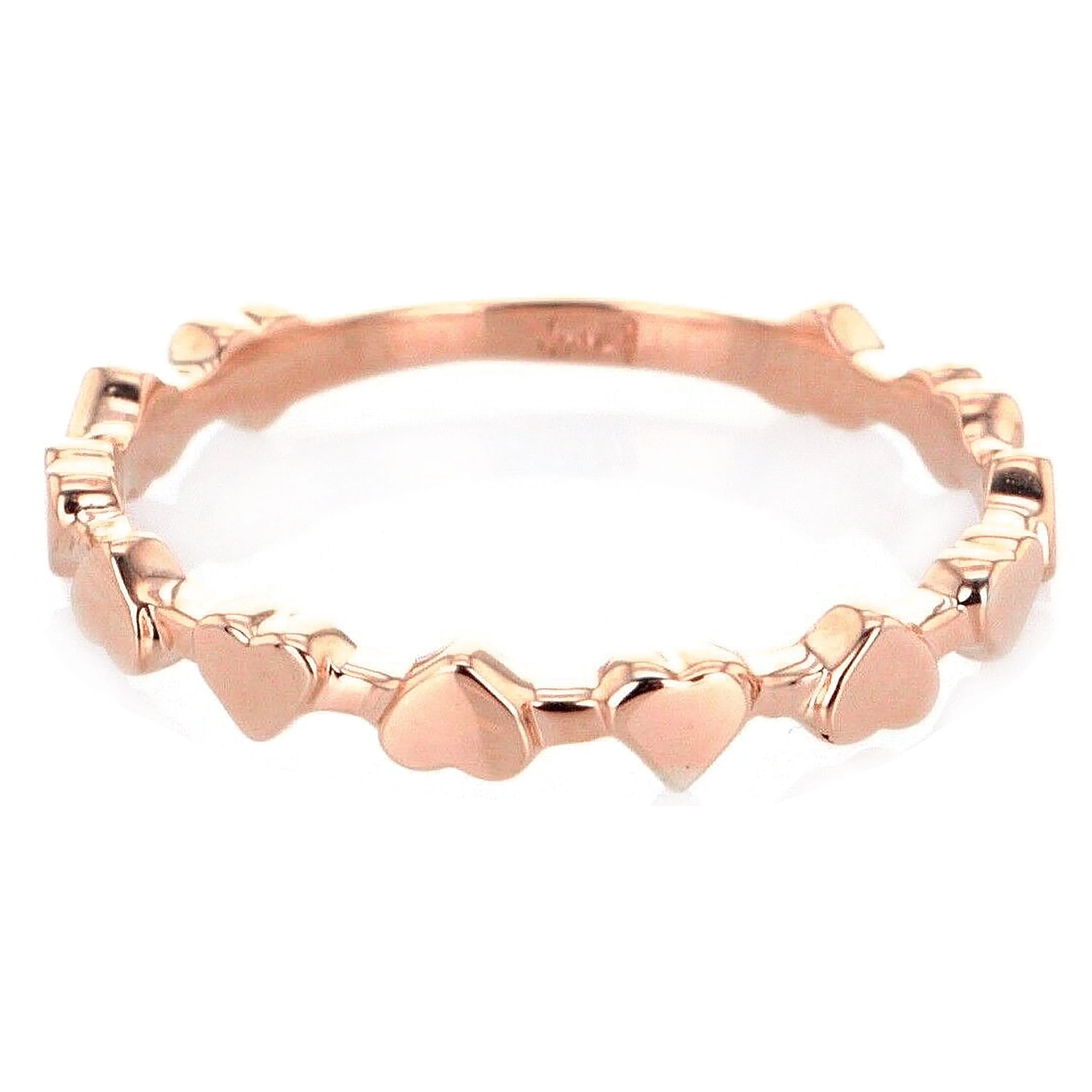 14k Tri Color Gold 3 Piece Stackable Heart Ring Sizes 5-10