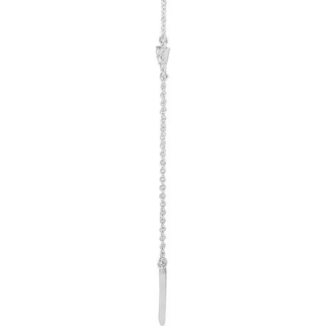 14K White .05 CTW Diamond Triangle 16-18" Necklace
