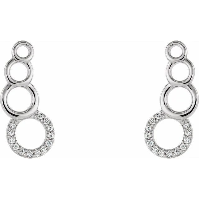14K White .06 CTW Diamond Geometric Ear Climbers