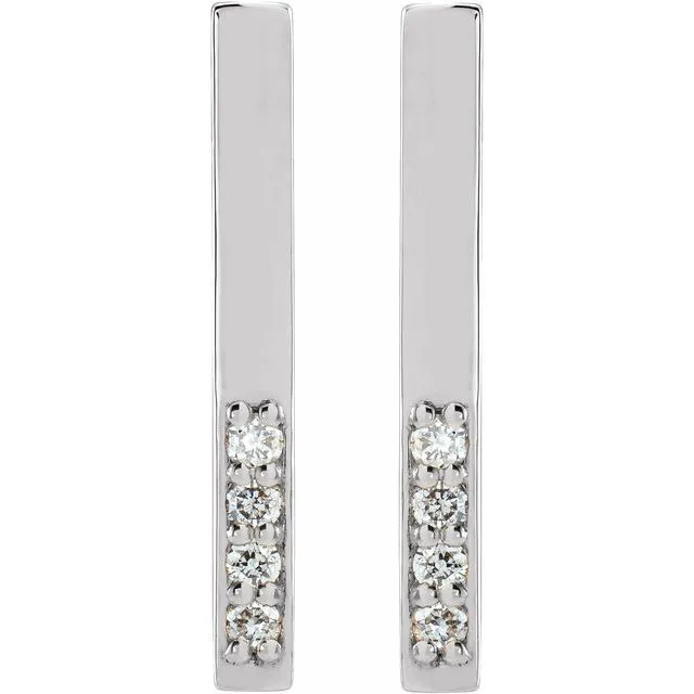 14K White .07 CTW Diamond Geometric Dangle Earrings
