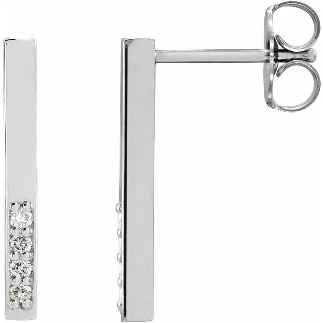 14K White .07 CTW Diamond Geometric Dangle Earrings