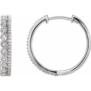 14K White 1/3 CTW Diamond Geometric Hoop Earrings