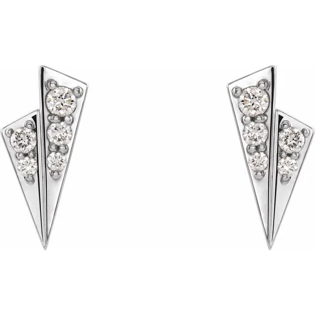 14K White 1/6 CTW Diamond Geometric Earrings